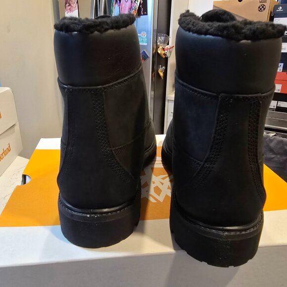 MENS TIMBERLAND 6 INCH PREMIUM WARM LINED BLACK NUBUCK BOOTS SIZE 10 NEW - Picture 5 of 12
